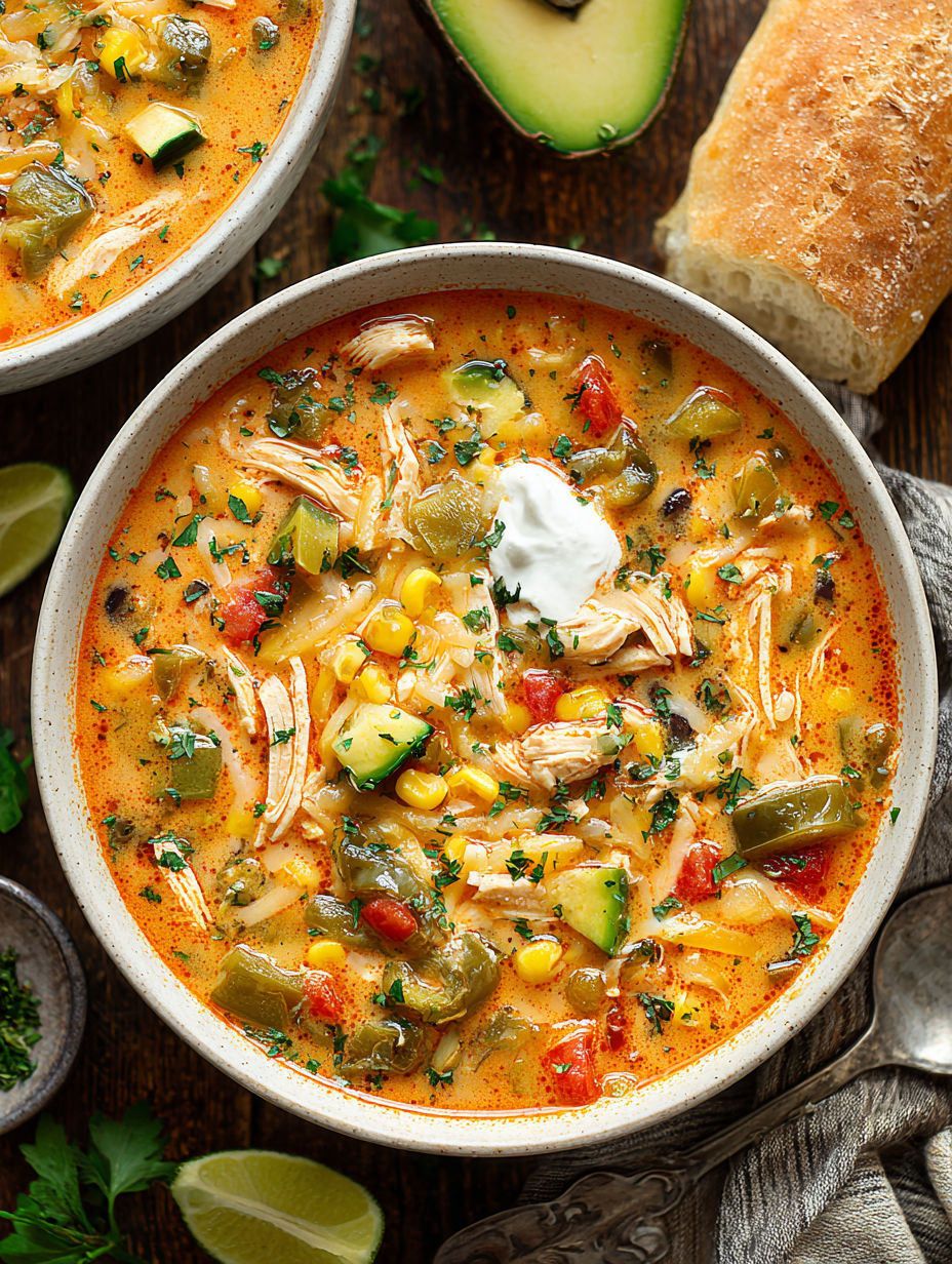 A bowl of chicken and corn soup.
