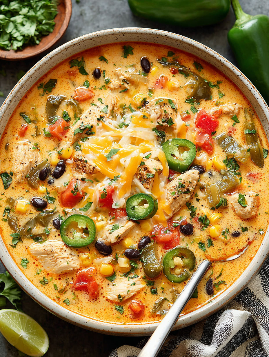 A bowl of chicken and vegetable soup.