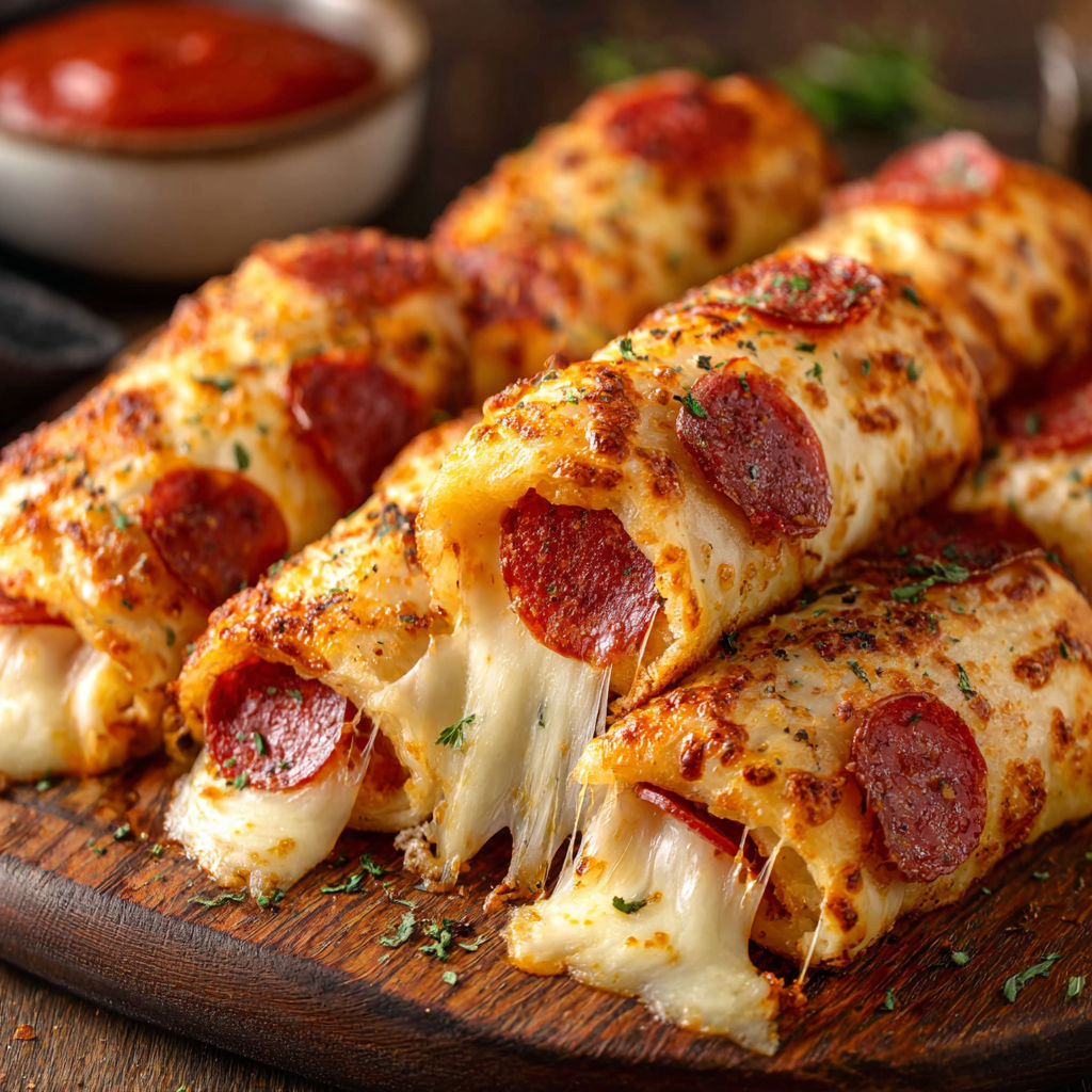 A plate of stuffed crust pizza snacks.