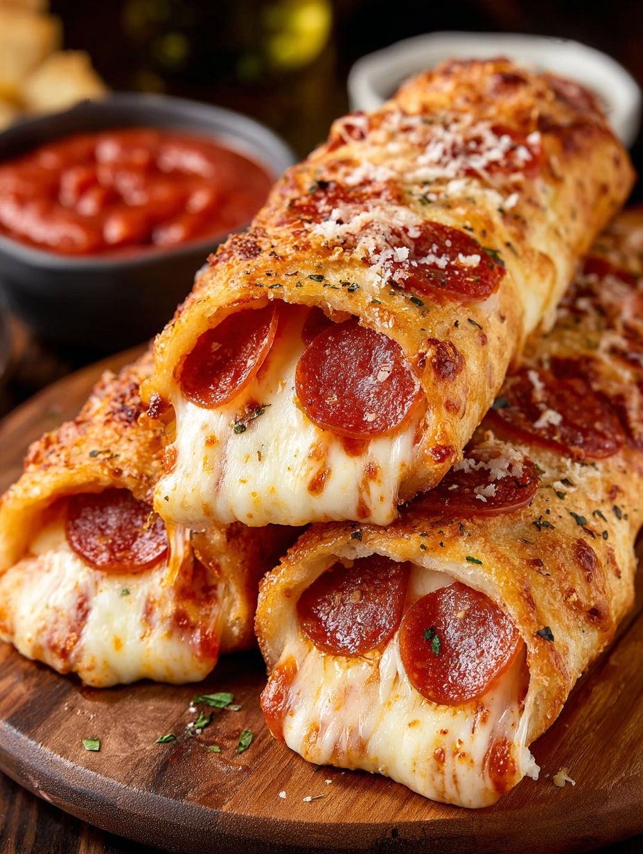 Two slices of stuffed crust pizza.