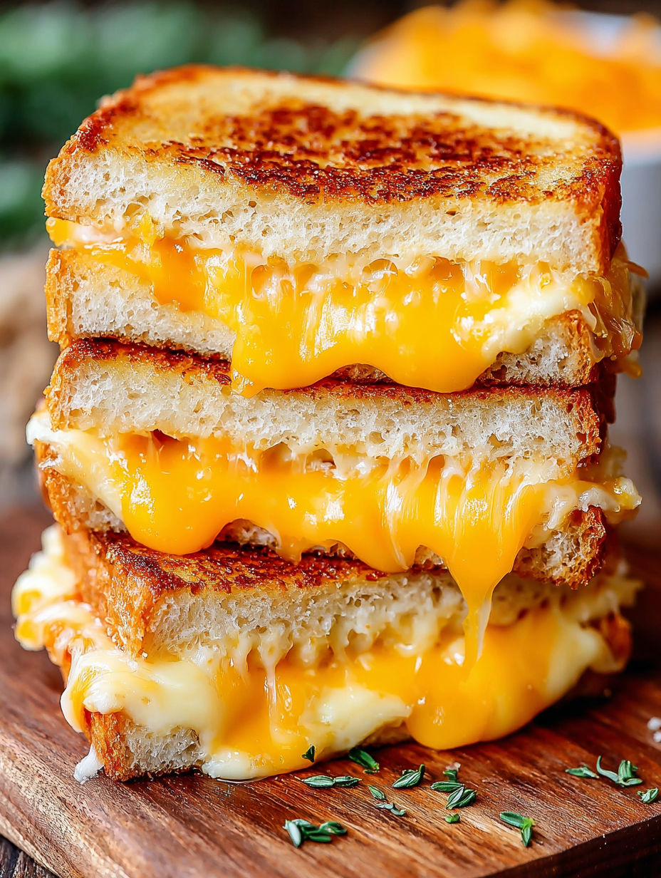A stack of grilled cheese sandwiches.