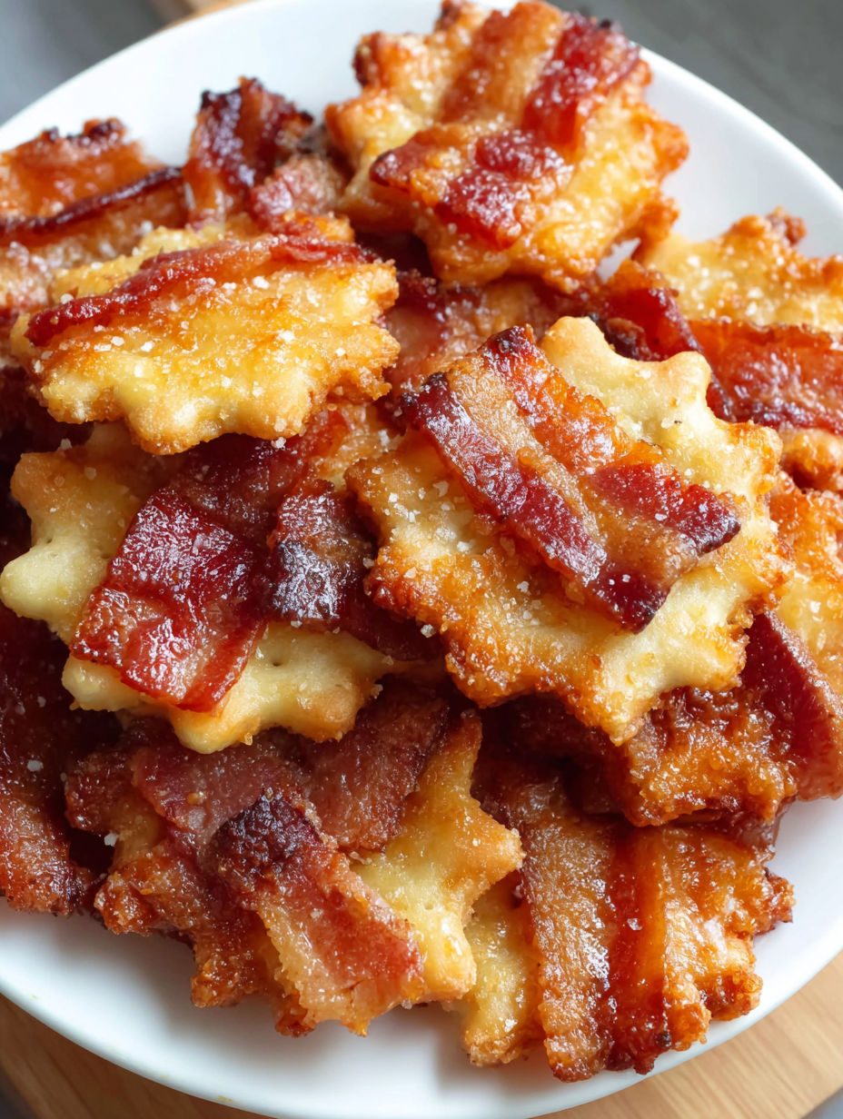 A bowl of bacon crackers.