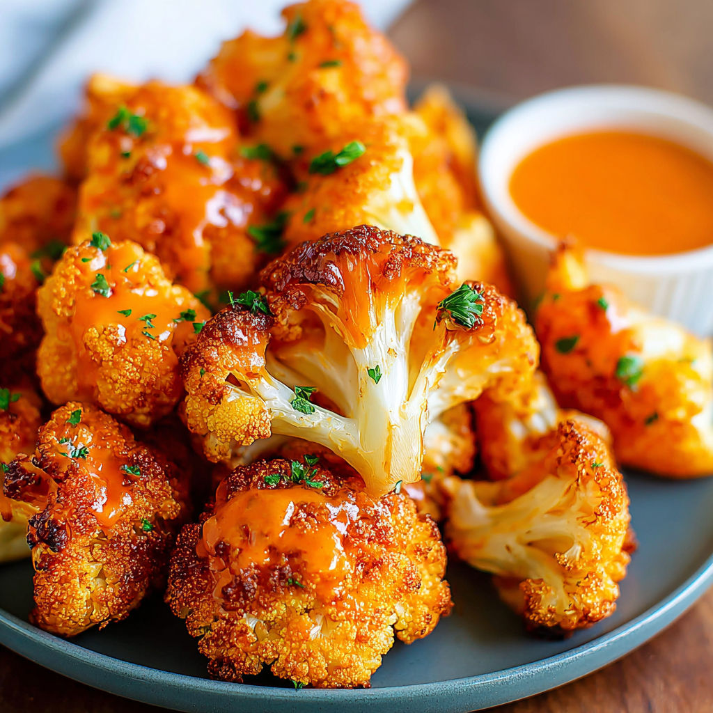 A plate of air fryer bang bang cauliflower.