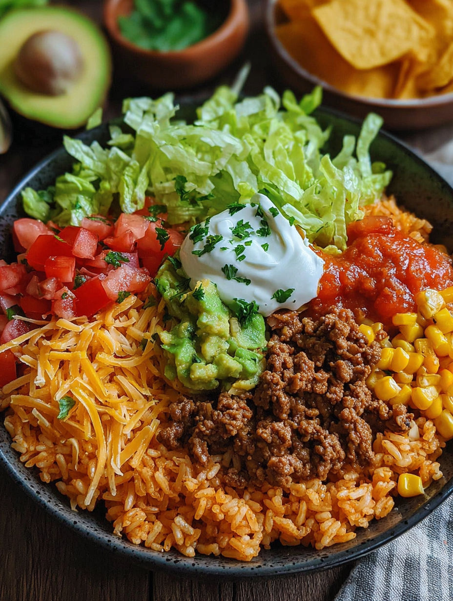 A bowl of food with lettuce, tomatoes, cheese, and salsa.
