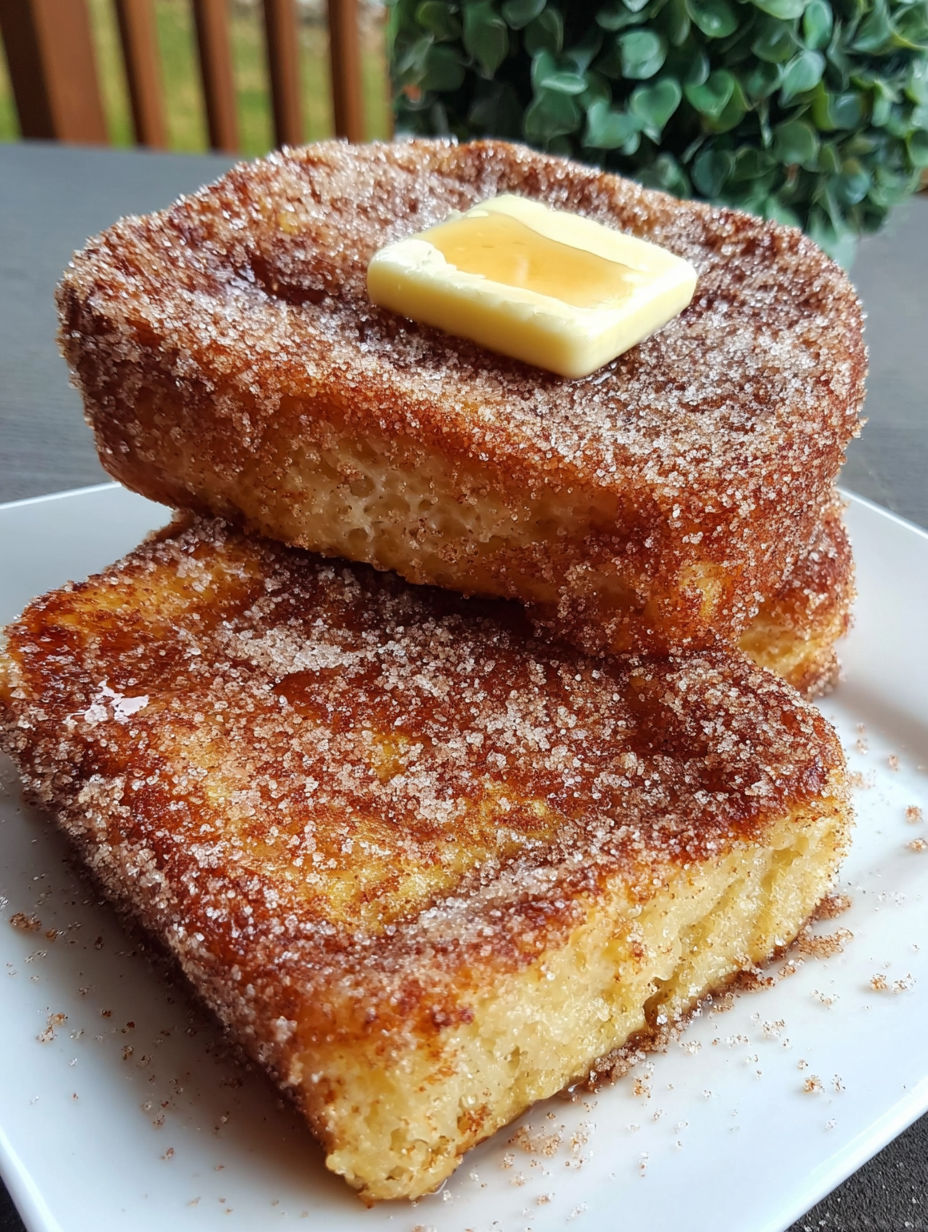 A stack of cinnamon sugar French toast.