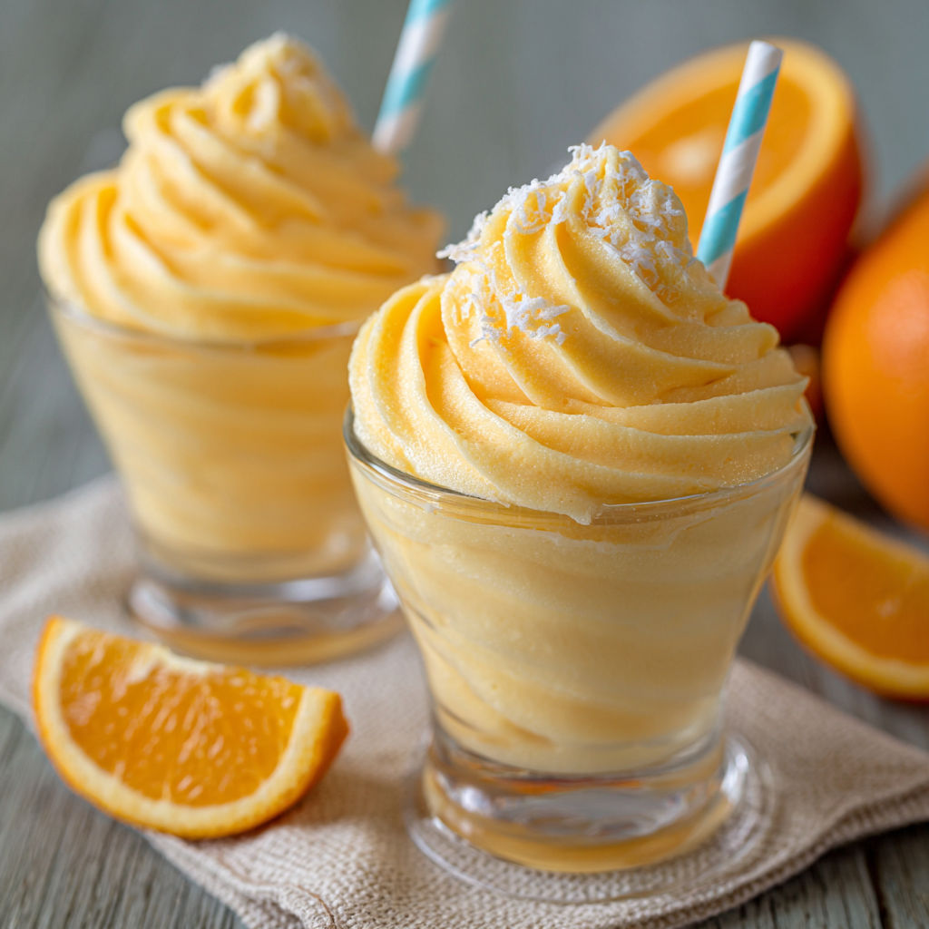 Two glasses of orange Dole Whip.