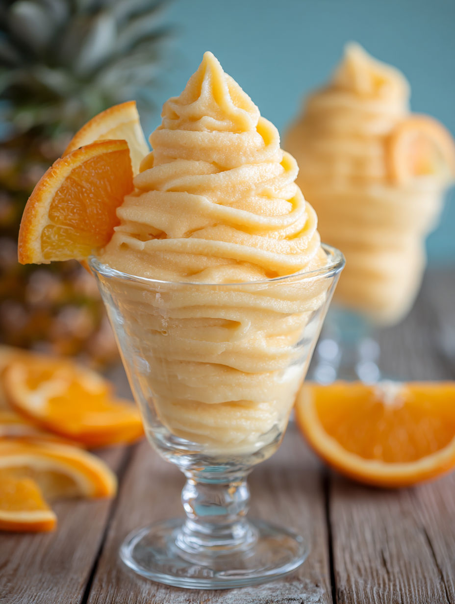 A glass of orange Dole Whip.