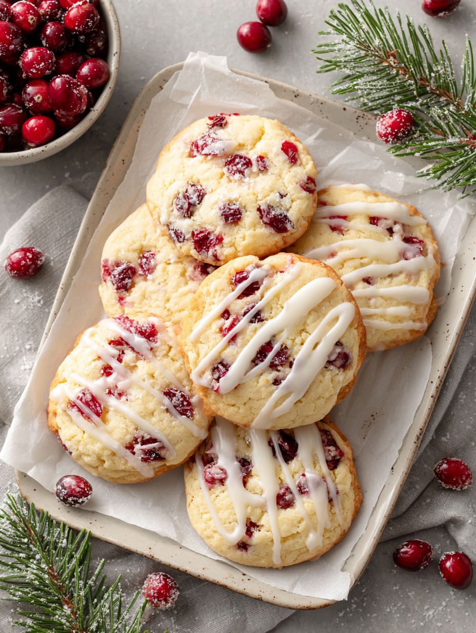 A plate of cranberry orange cookies.
