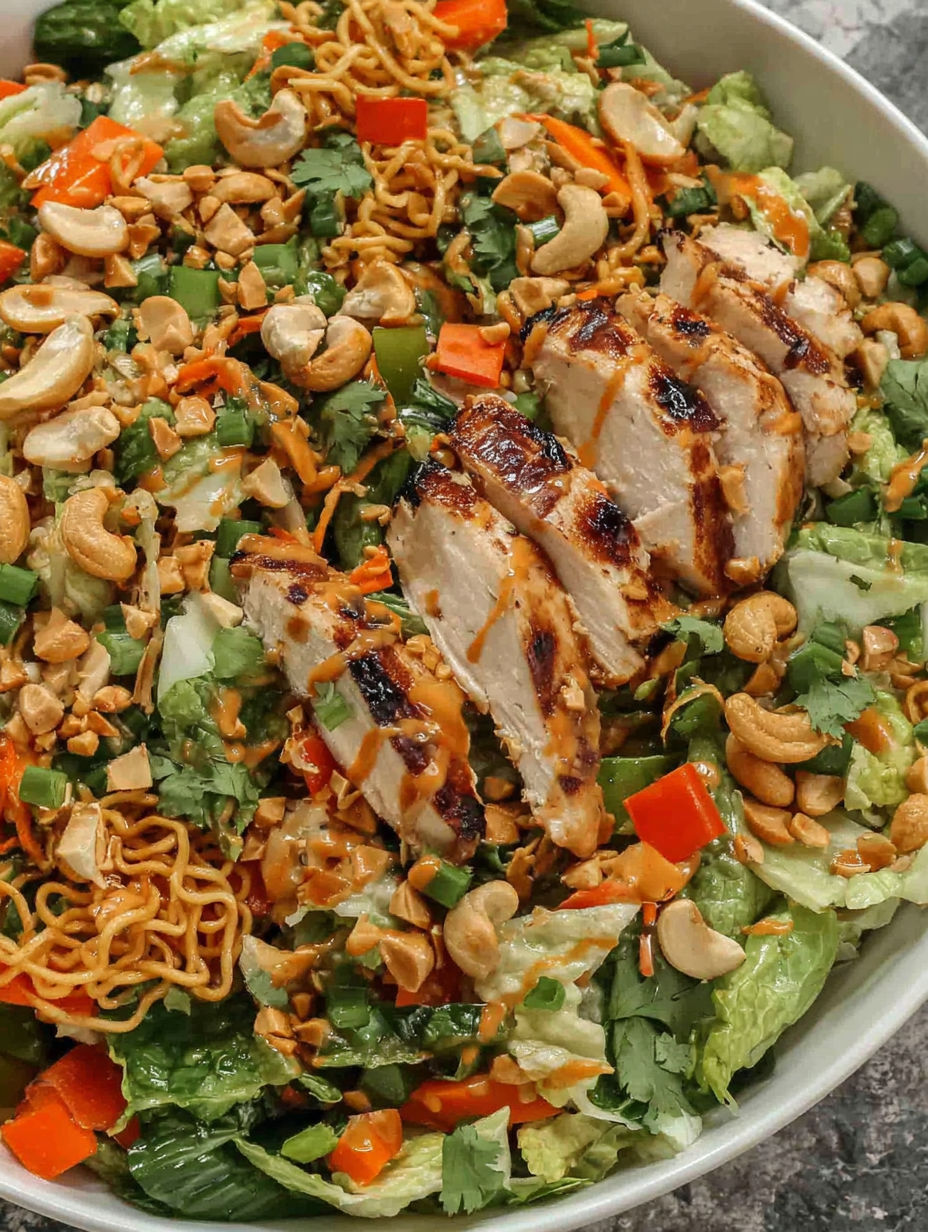 A bowl of chicken cashew crunch salad.