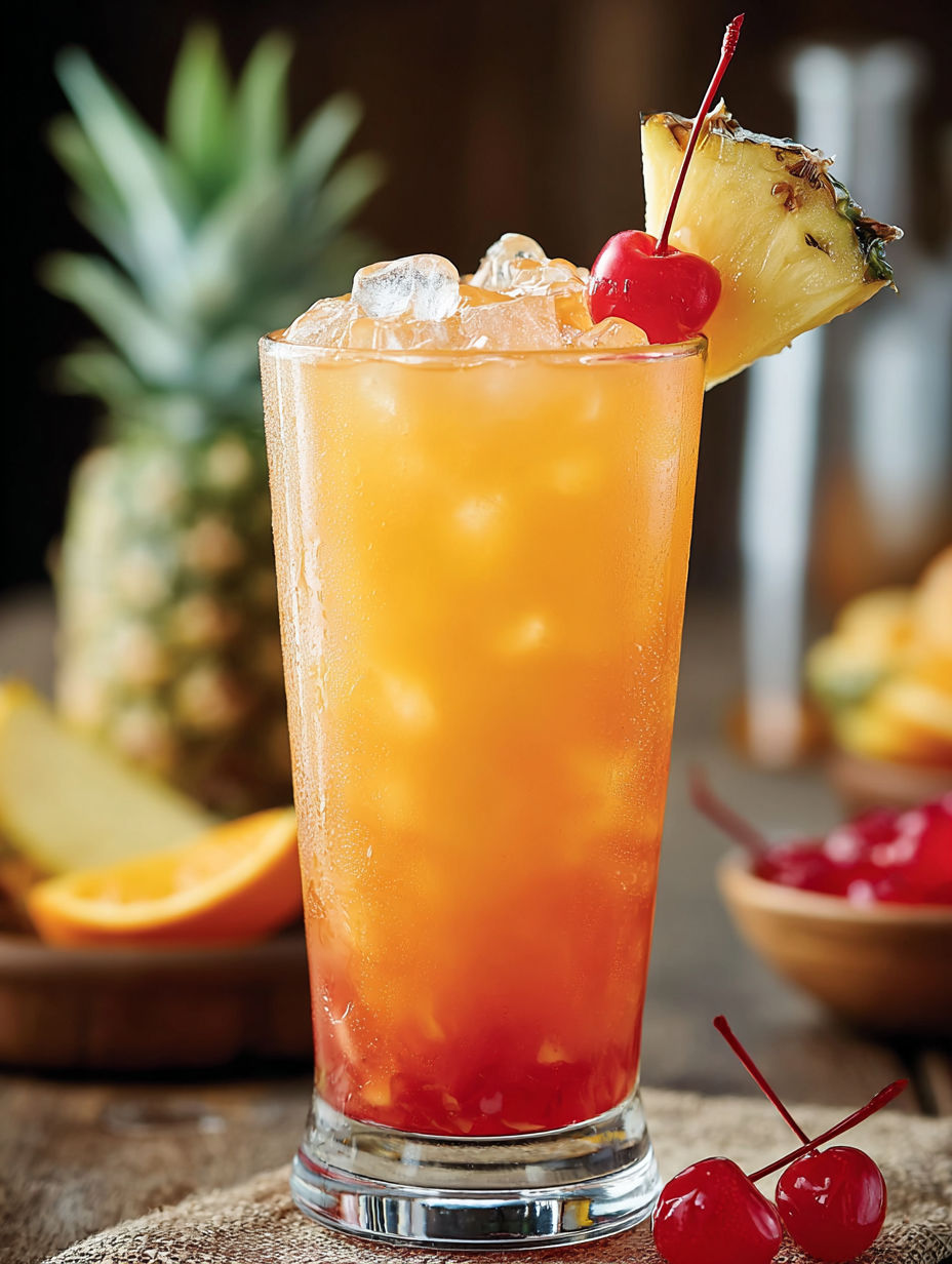 A glass of Virgin Island Breeze Cocktail.