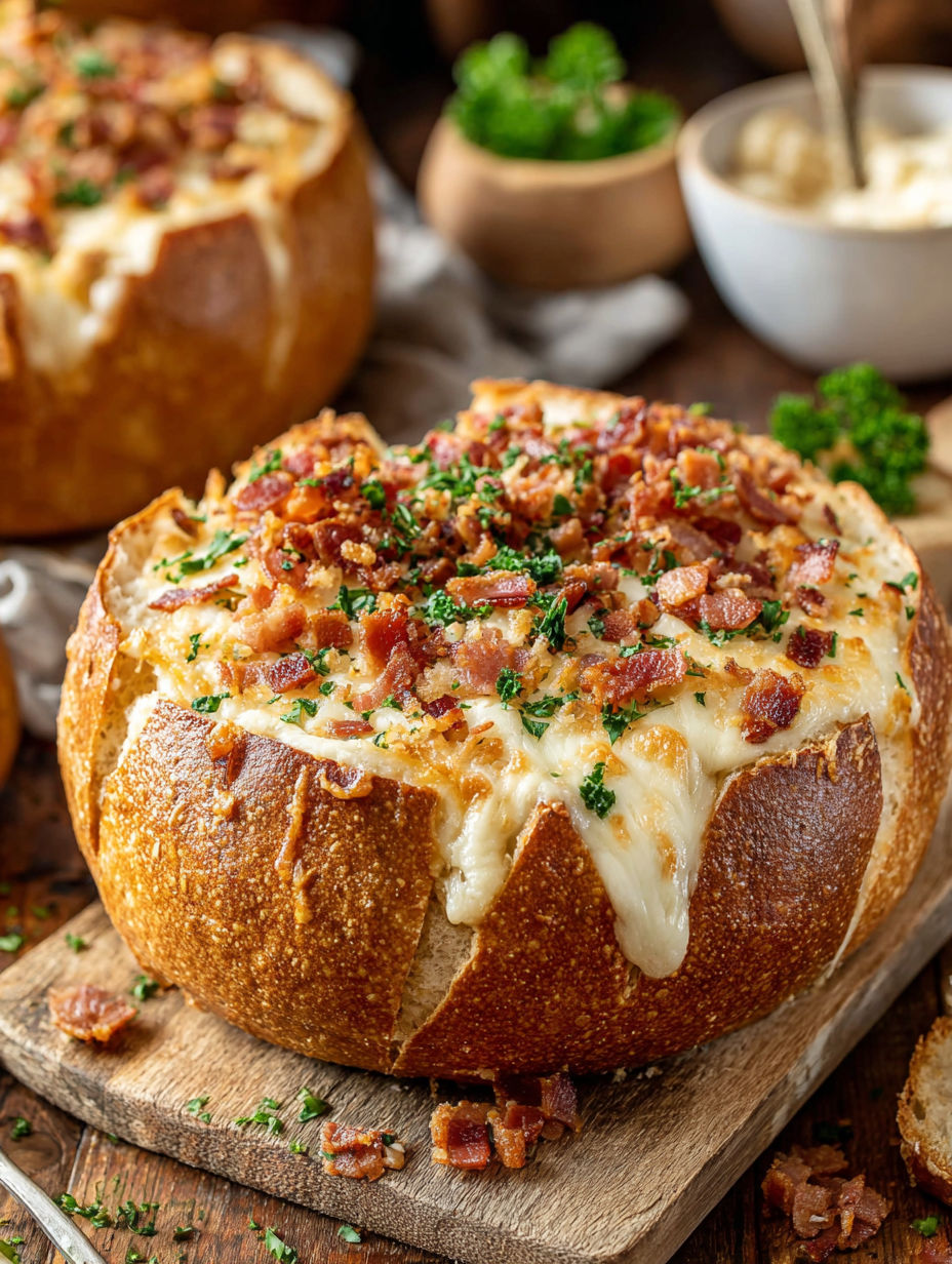 A cheese and bacon cob loaf.
