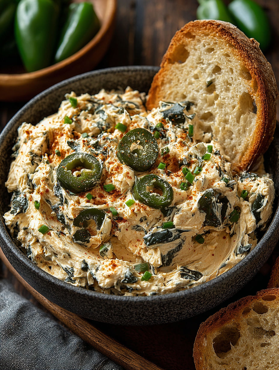 A bowl of roasted jalapeño cowboy cream cheese.