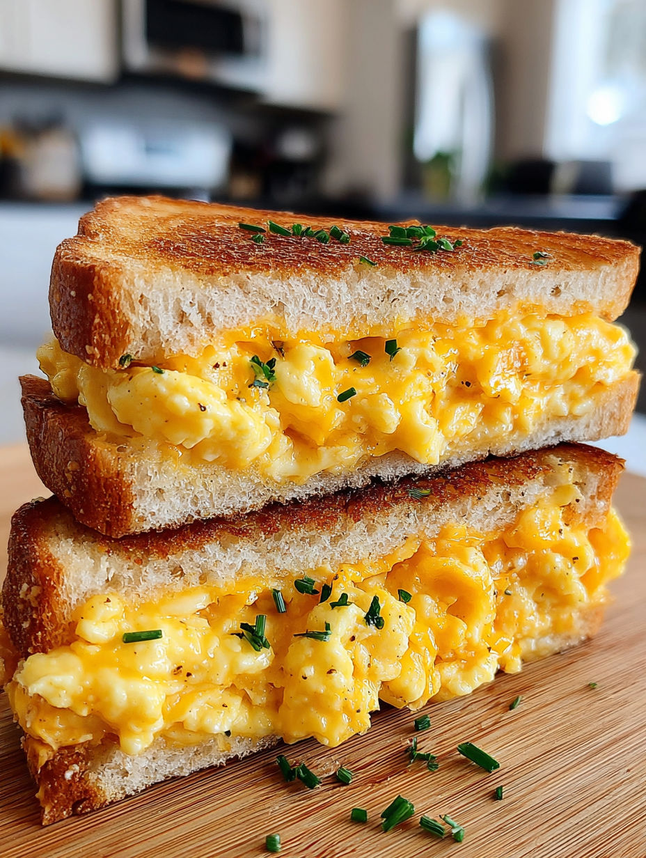 A sandwich with egg and cheese on a plate.