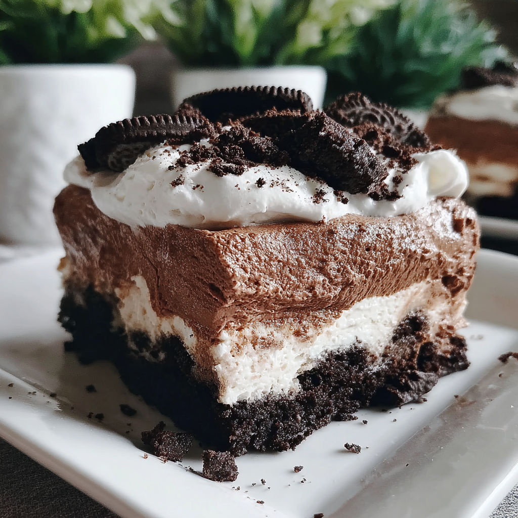 A slice of Oreo Delight cake.