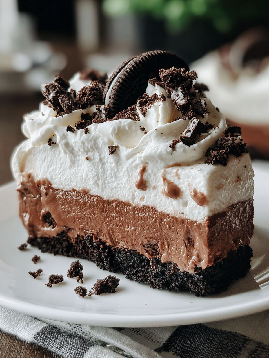 A slice of Oreo Delight cake.