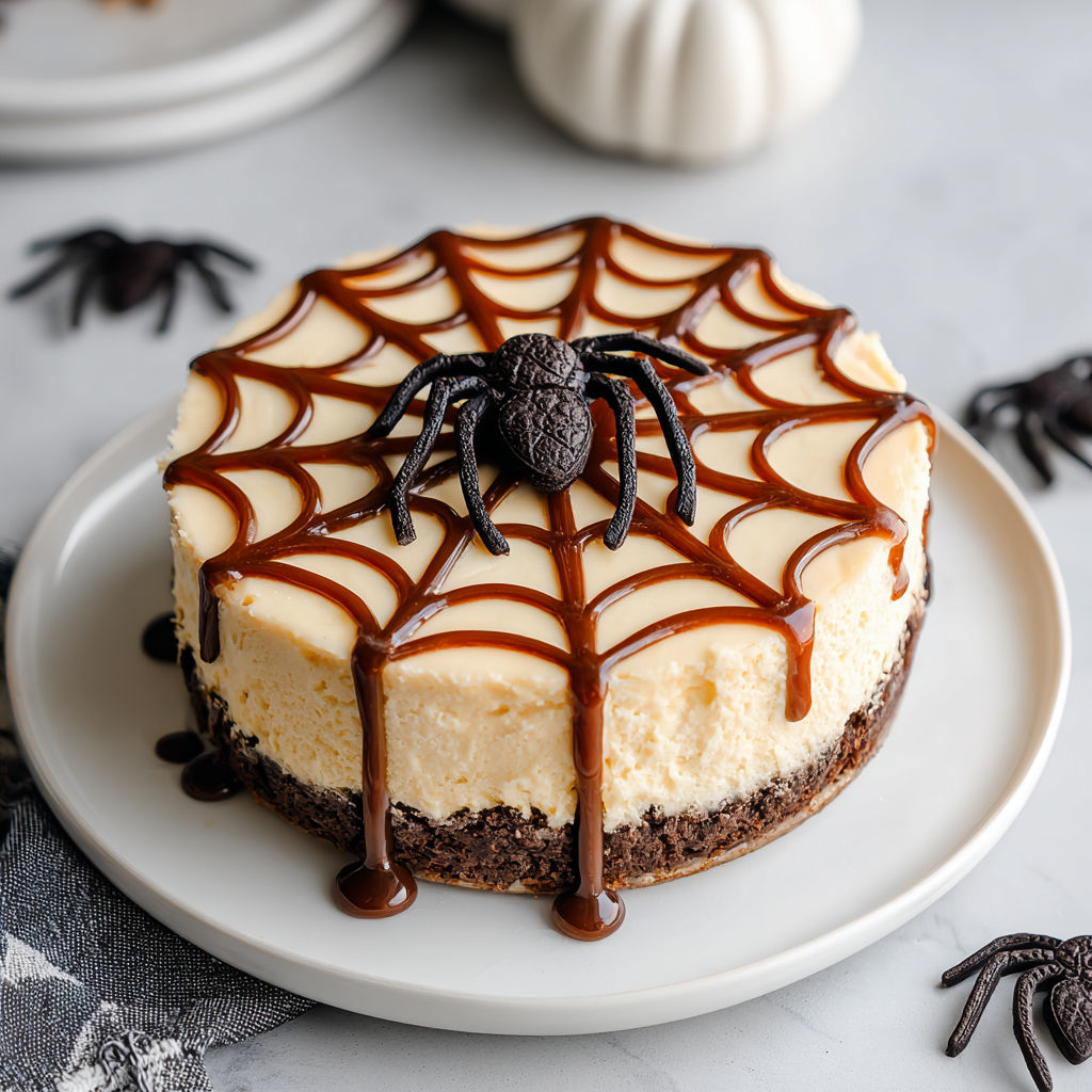 A slice of spider web cheesecake.