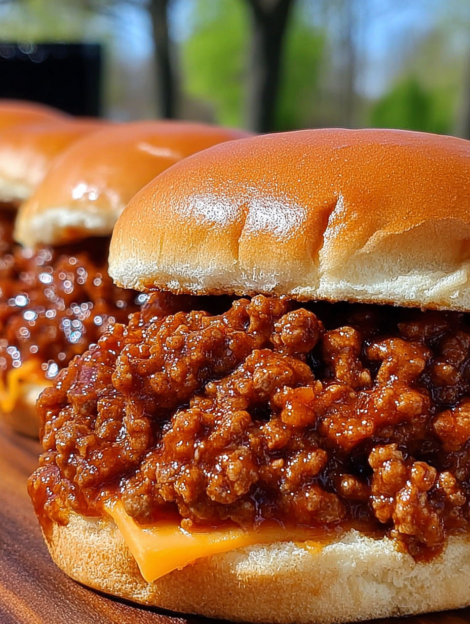 A close up of a sloppy joe sandwich.