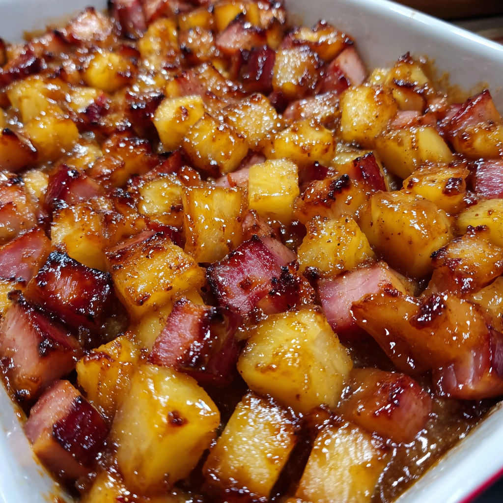 A close up of a delicious looking ham bake.