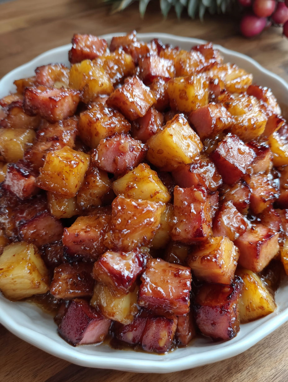 A close up of a delicious looking ham bake.