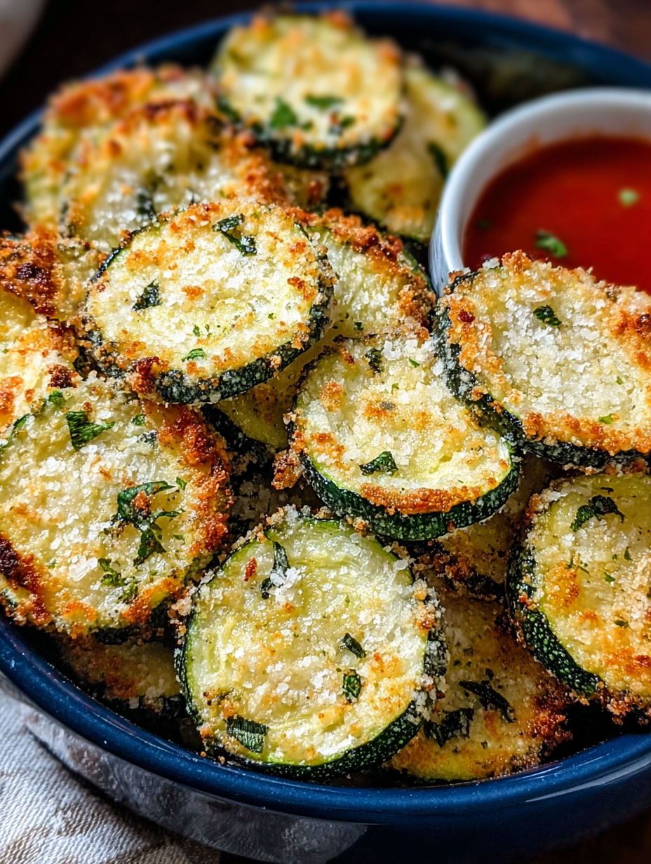 A bowl of air fryer zucchini parmesan.