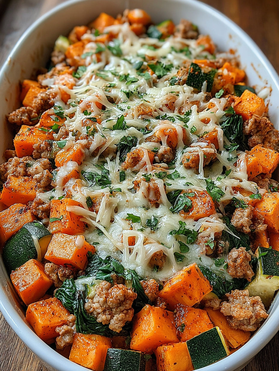 A dish of food with a variety of vegetables and meat.