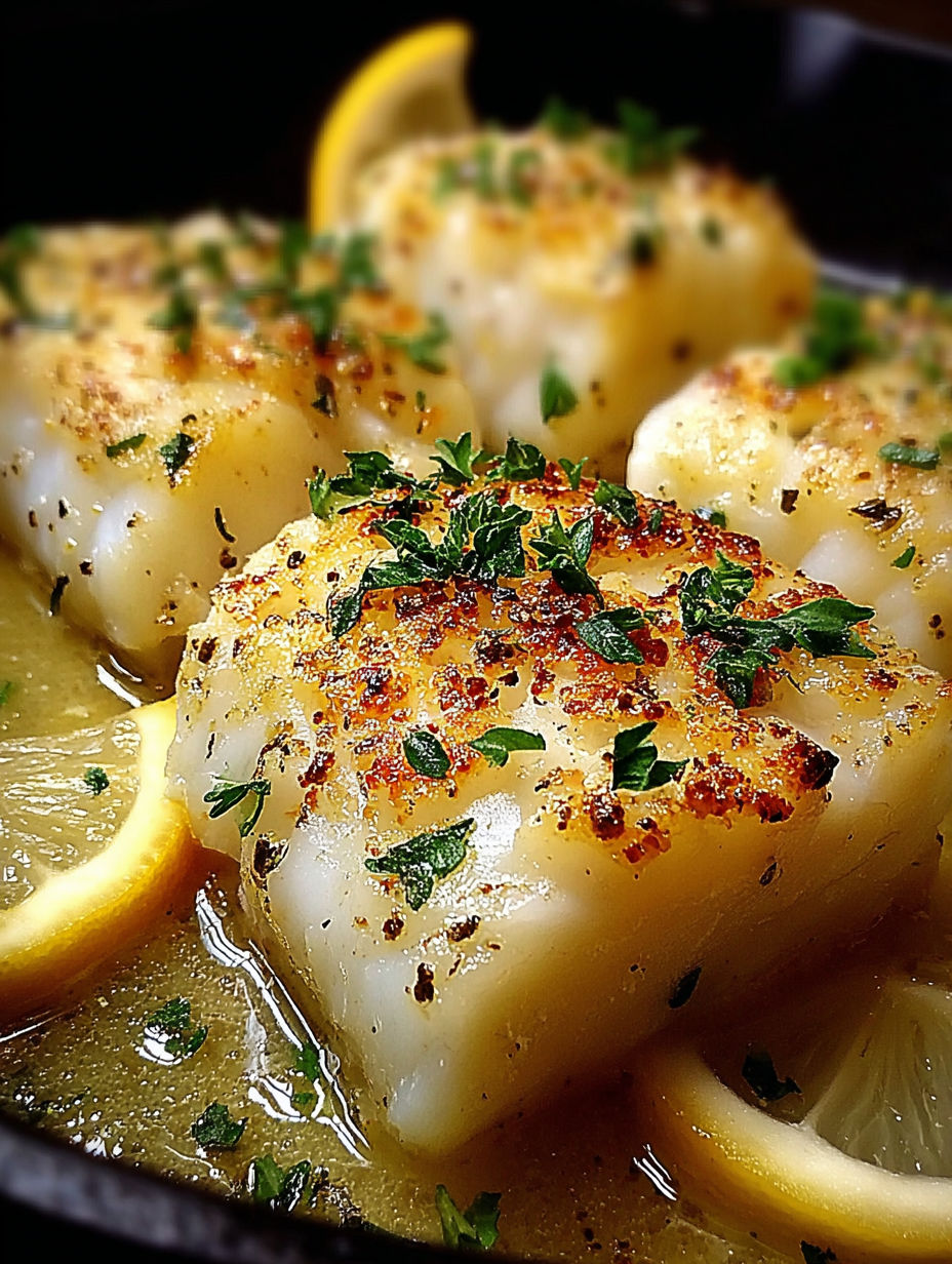 Buttery lemon cod bake.