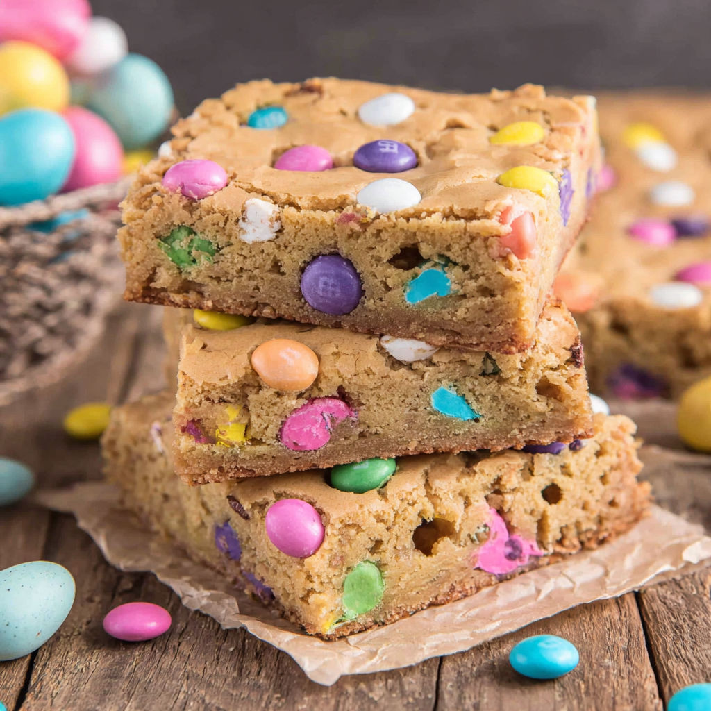 A stack of Easter Blondies.