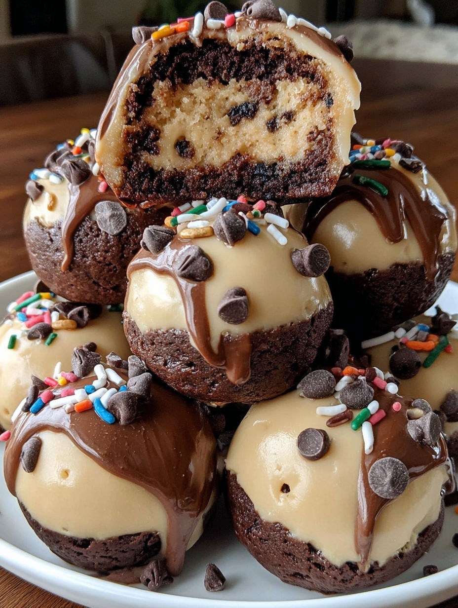 Chocolate Cookie Dough Brownie Bombs.