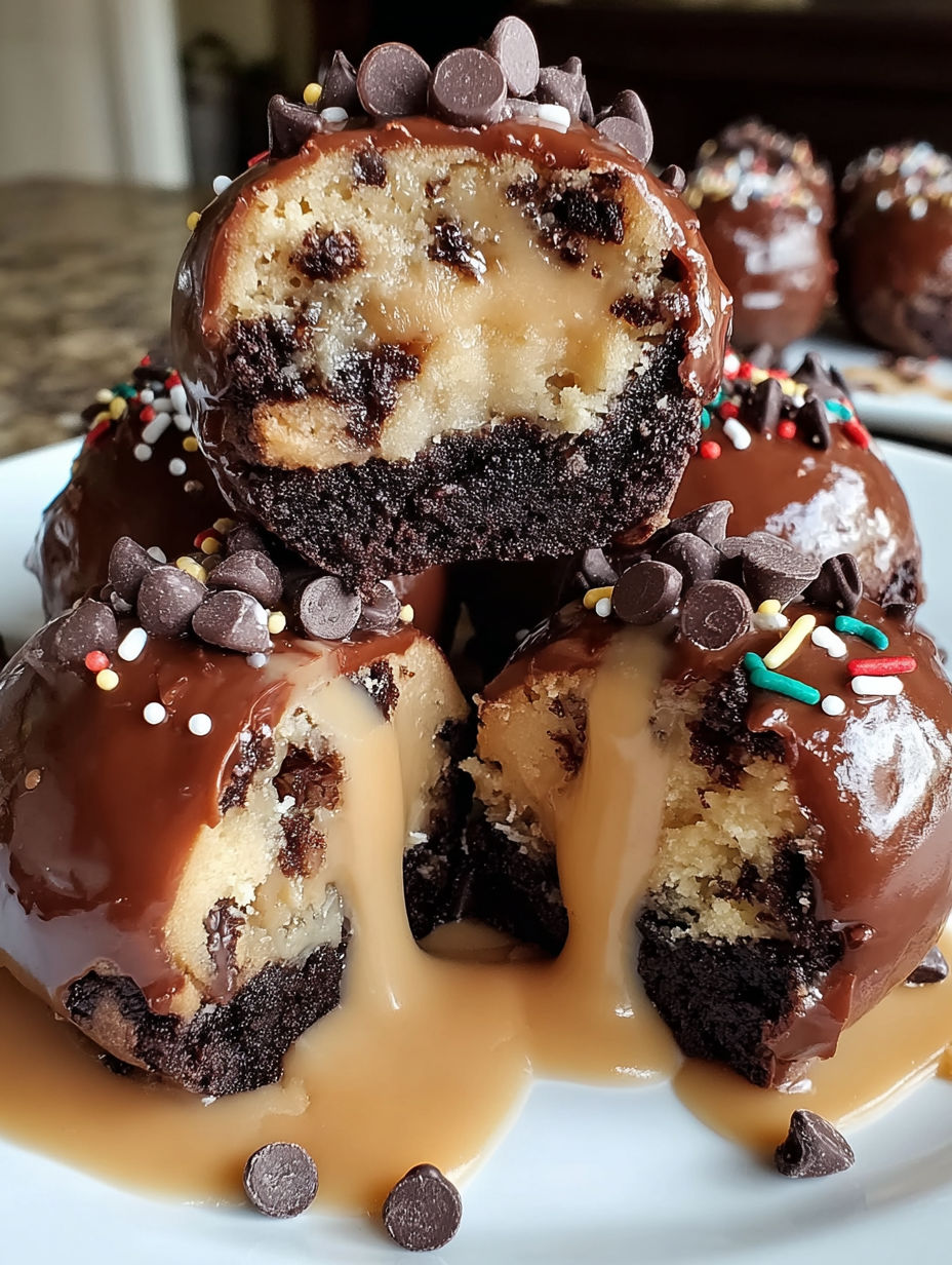Chocolate Cookie Dough Brownie Bombs.