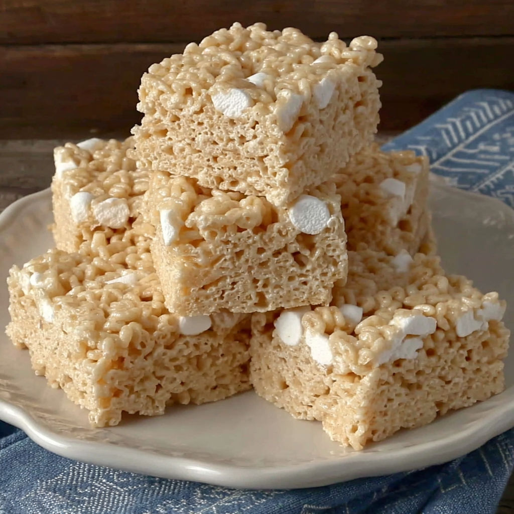 A plate of Rice Krispie treats.