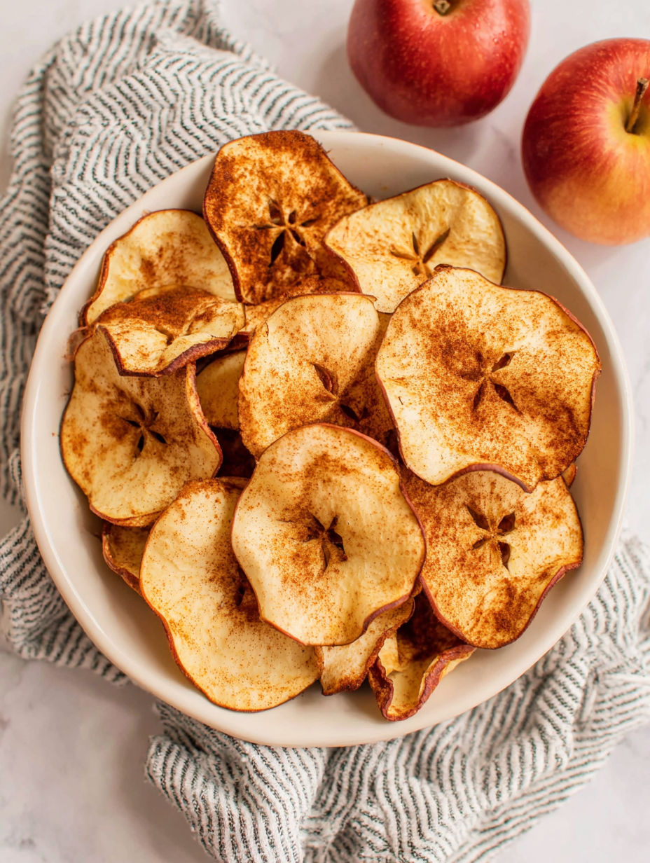 A bowl of apple chips.