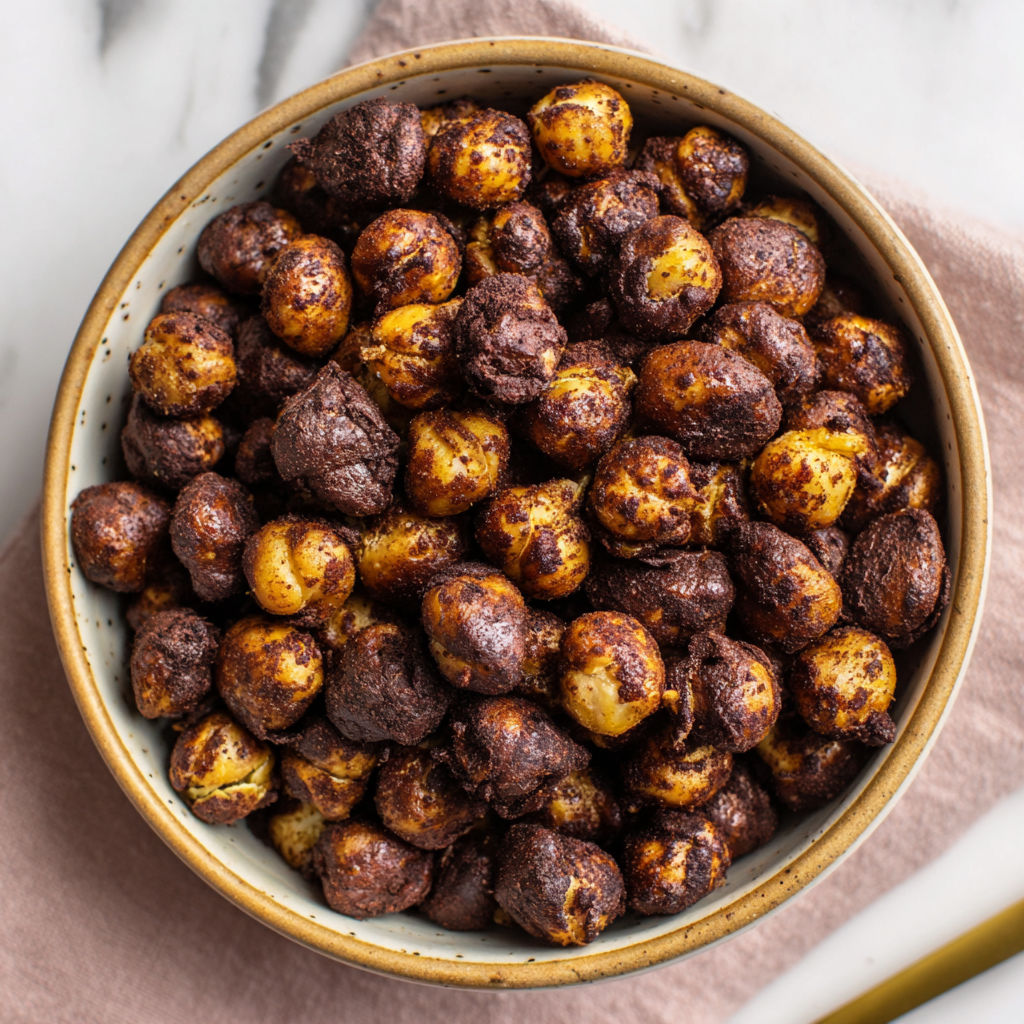 A bowl of chocolate covered nuts.