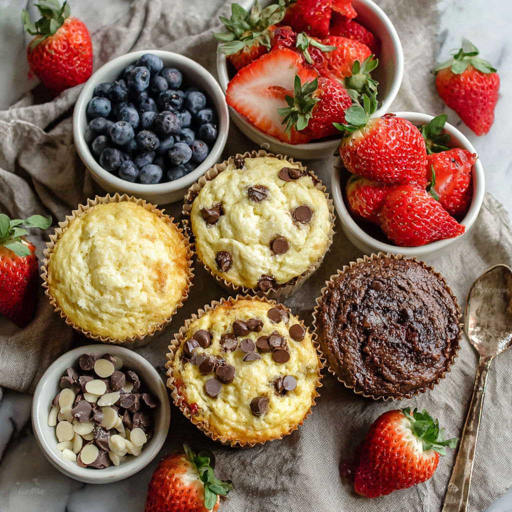 A variety of muffins with different flavors.