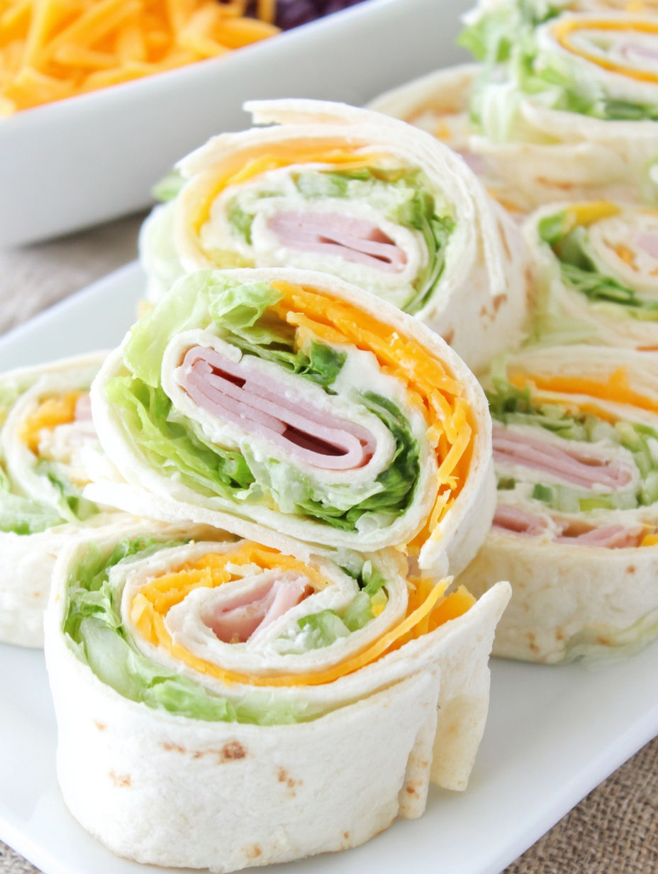 A plate of turkey roll ups.
