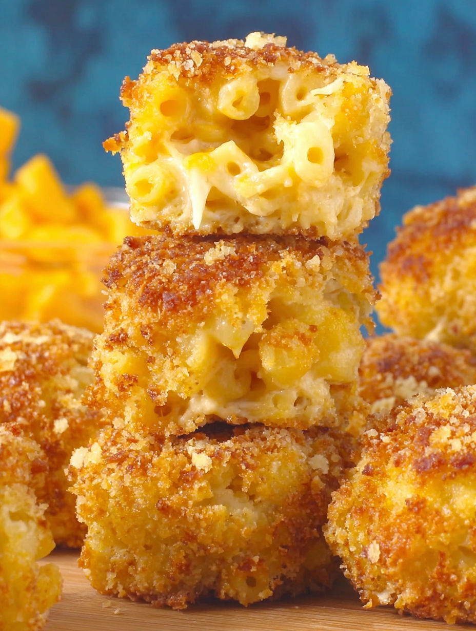 Crispy baked mac and cheese bites.