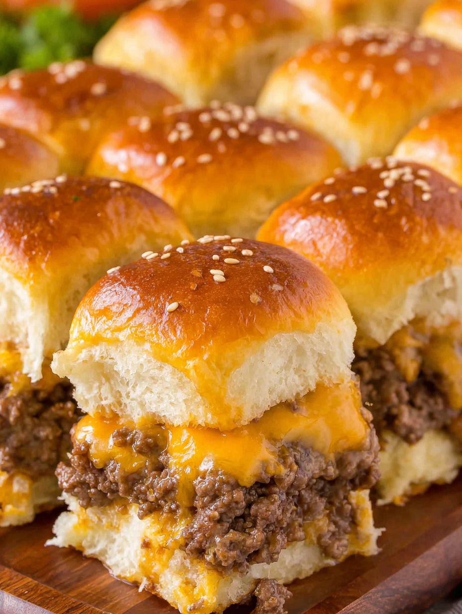 A plate of mini burgers with sesame seeds on top.