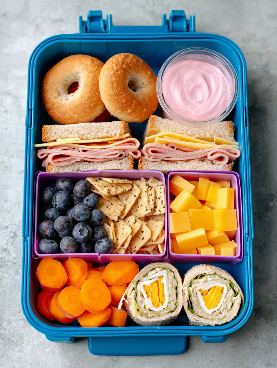 A kid's lunch box filled with various foods.