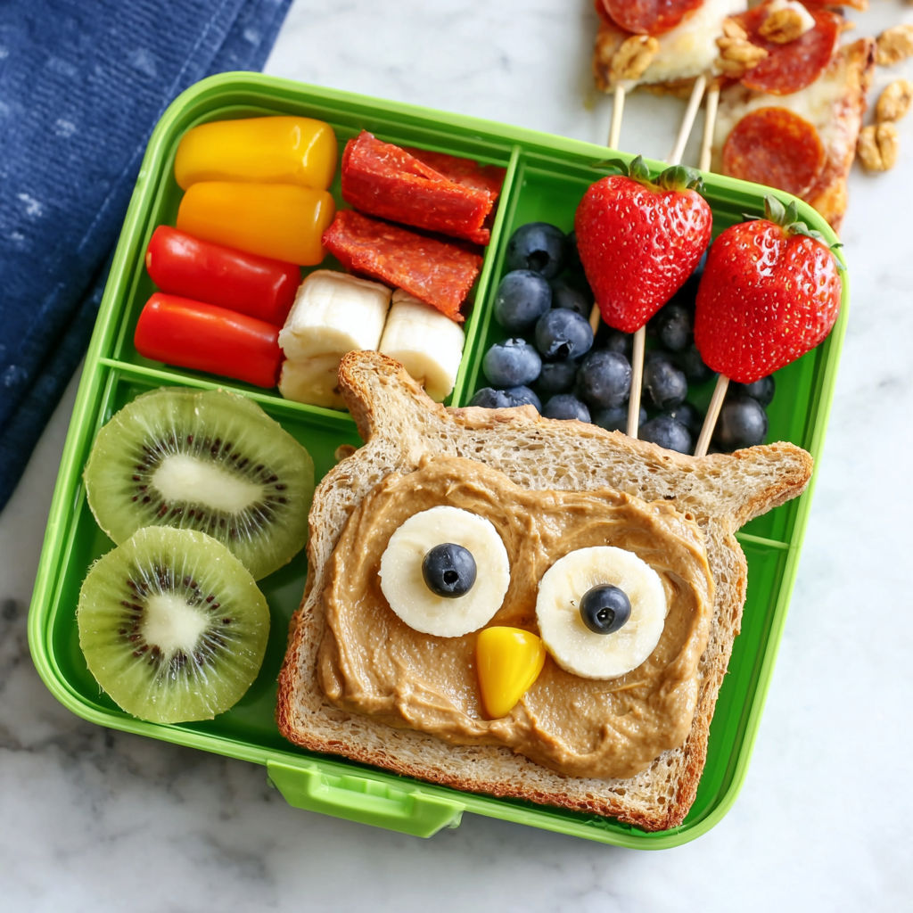 A fun lunch idea for kids is a sandwich shaped like an owl.