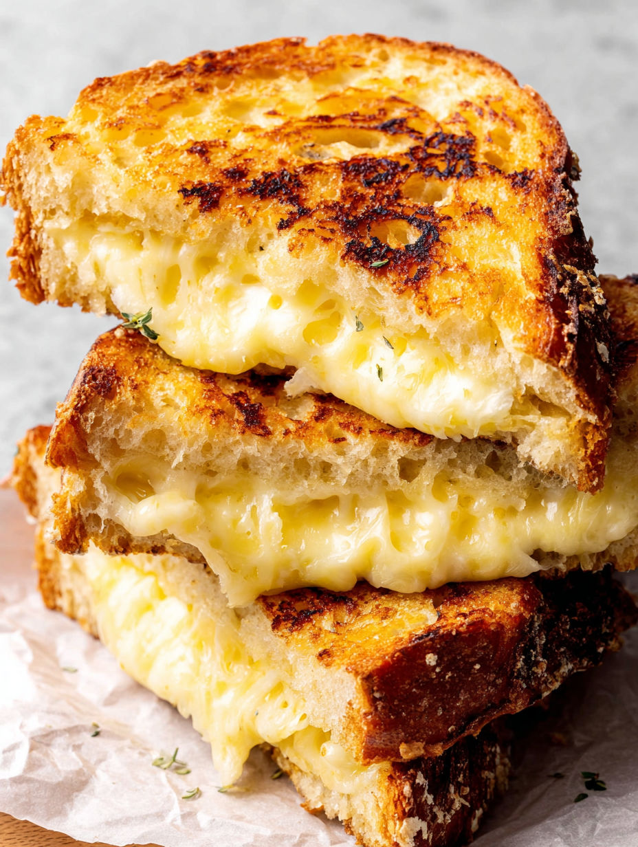 A stack of grilled cheese sandwiches.