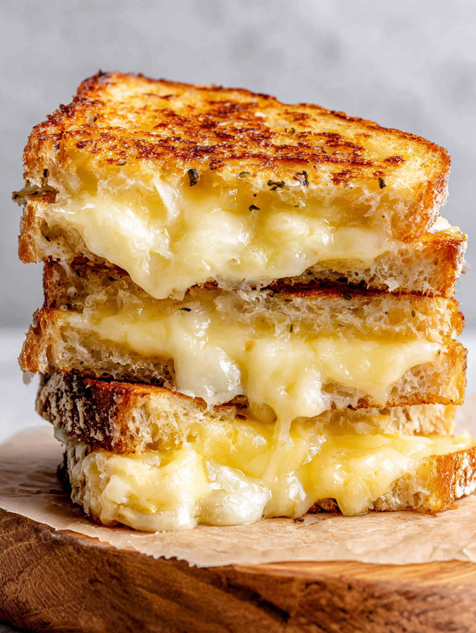 A stack of grilled cheese sandwiches.