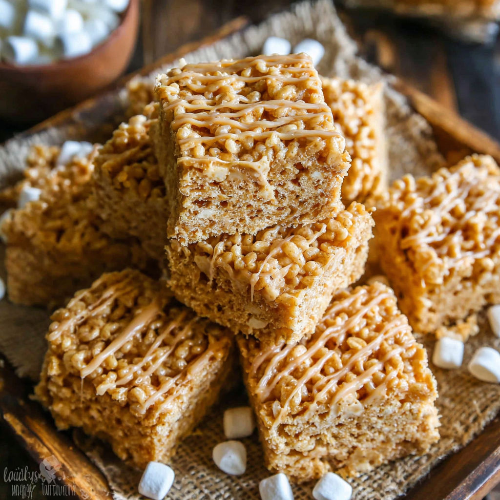 A plate of peanut butter rice krispie treats.