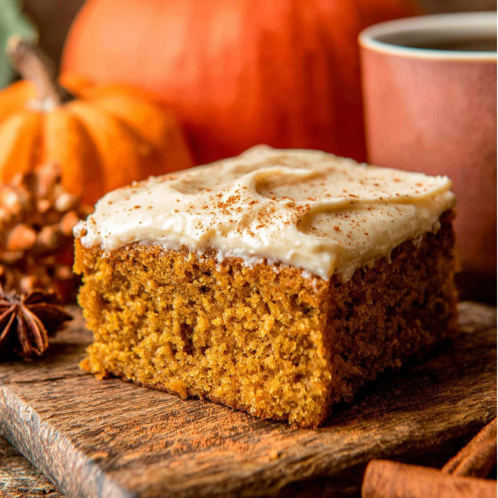 A slice of pumpkin spice latte cake.