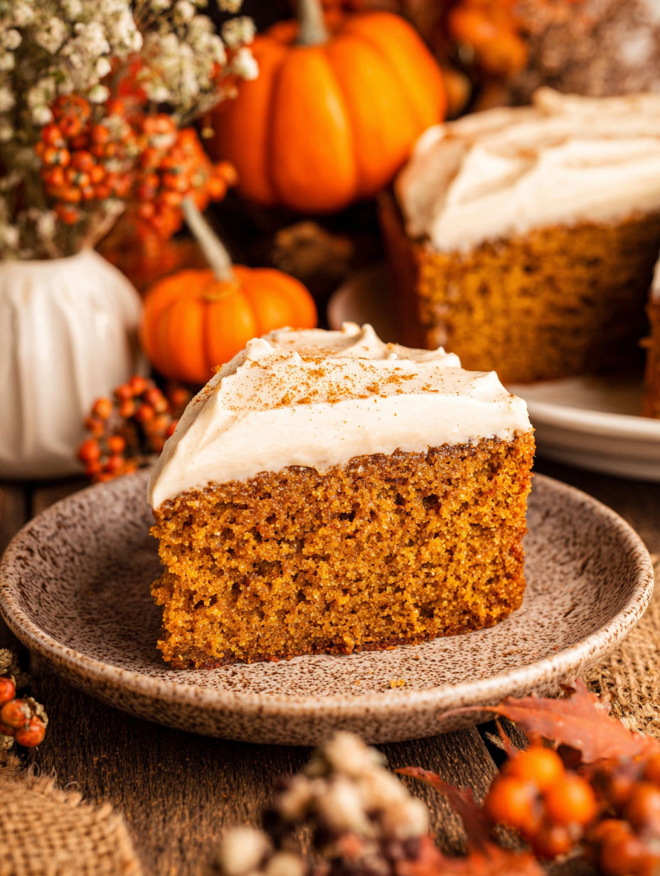 A slice of pumpkin spice latte cake.