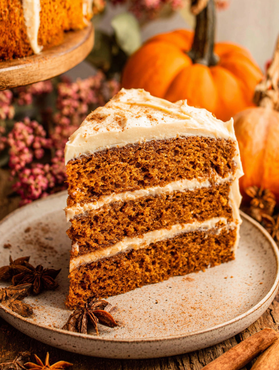 A slice of pumpkin spice latte cake.
