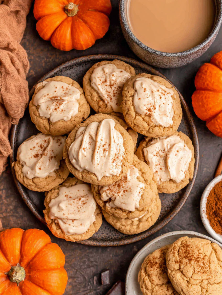 A plate of fluffy pumpkin spice latte cookies.