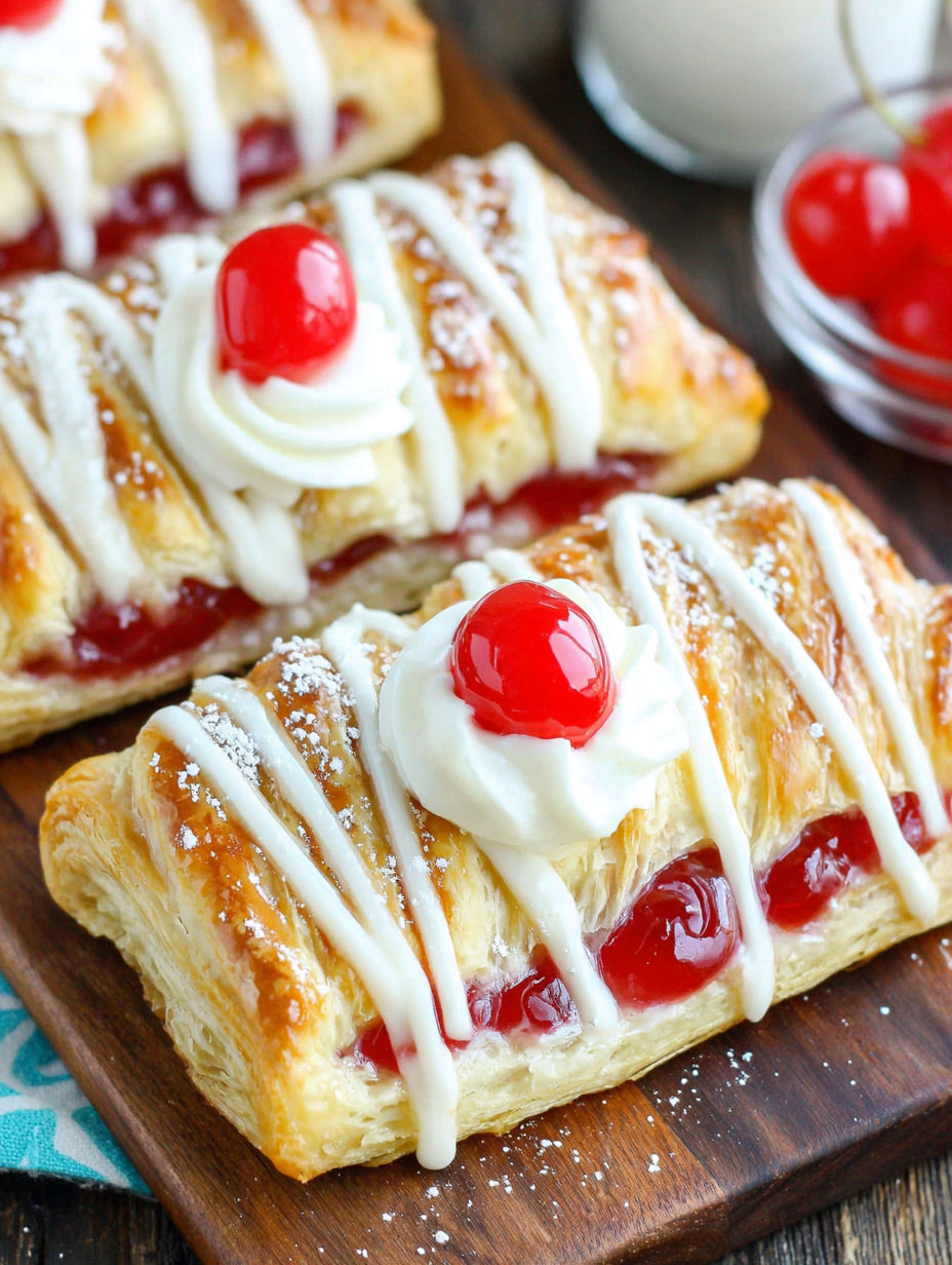A pastry with a cherry on top.