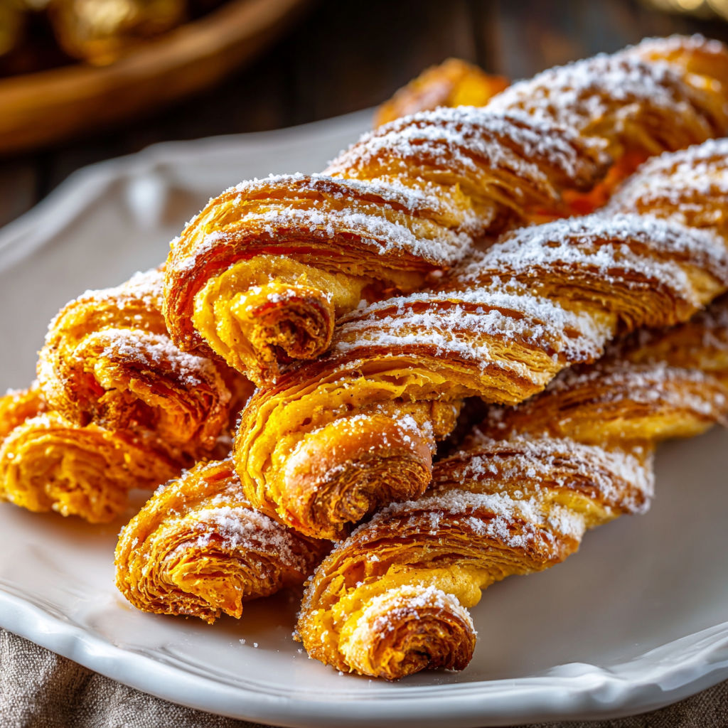 Pumpkin pie twists on a plate.