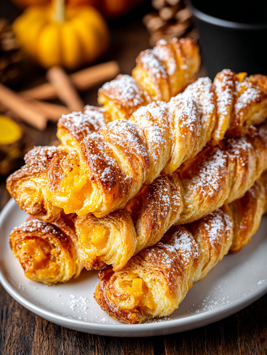 Pumpkin pie twists on a plate.