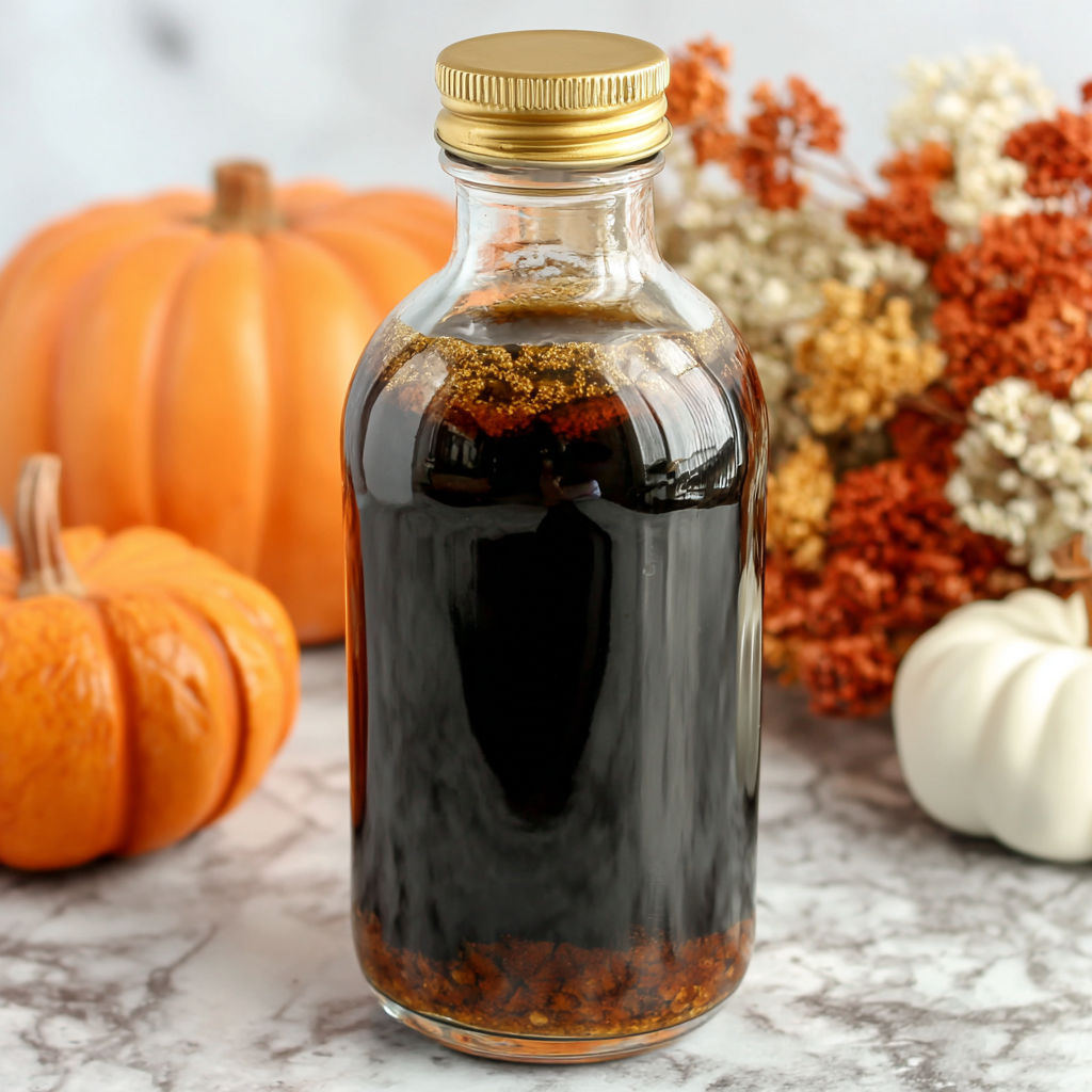 A bottle of Starbucks Pumpkin Spice Coffee Syrup.