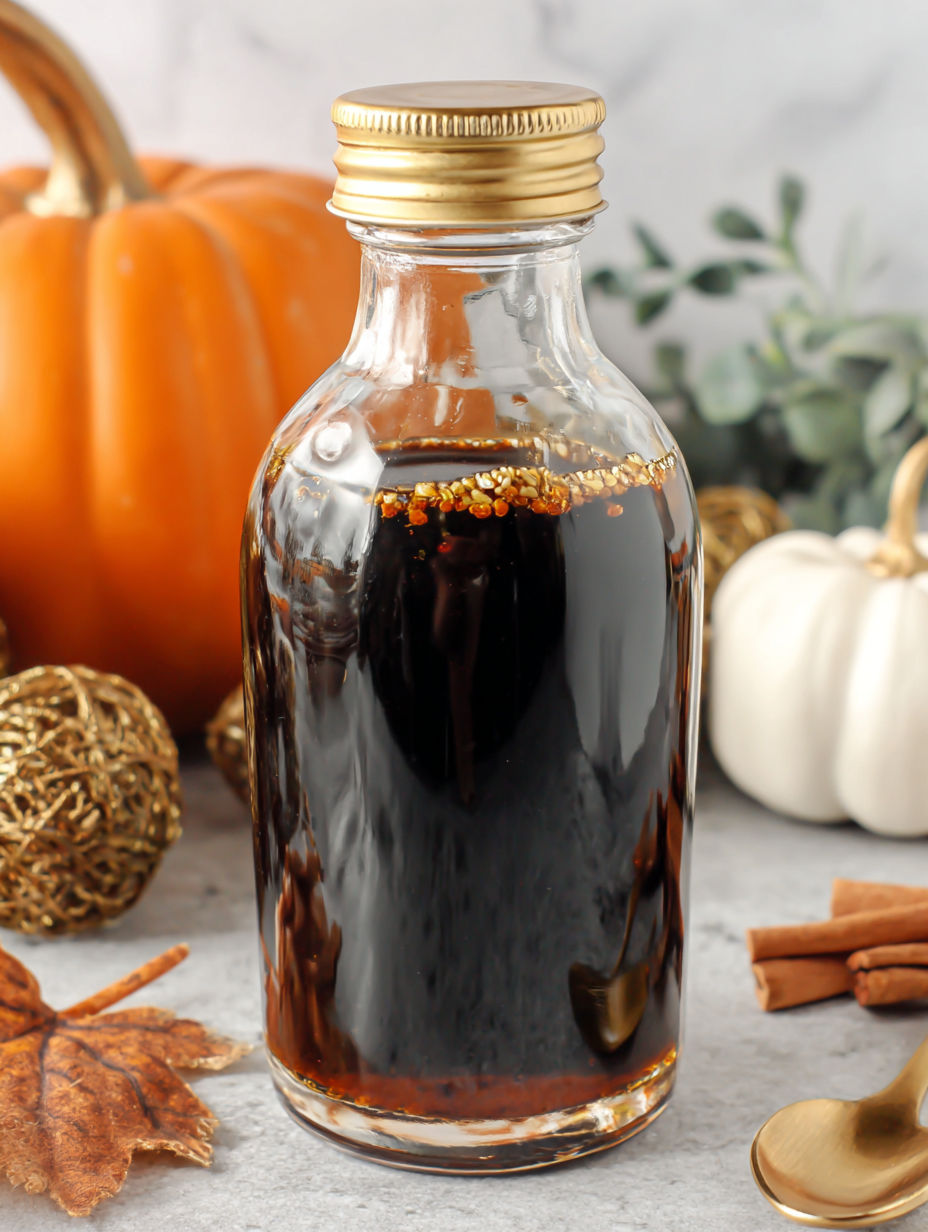 A bottle of Starbucks Pumpkin Spice Coffee Syrup.